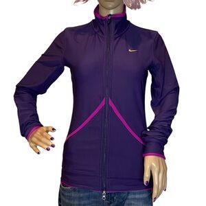 Nike Dri-Fit Purple Pink Full Front Zipper Athletic Track Jacket Size XS VGC